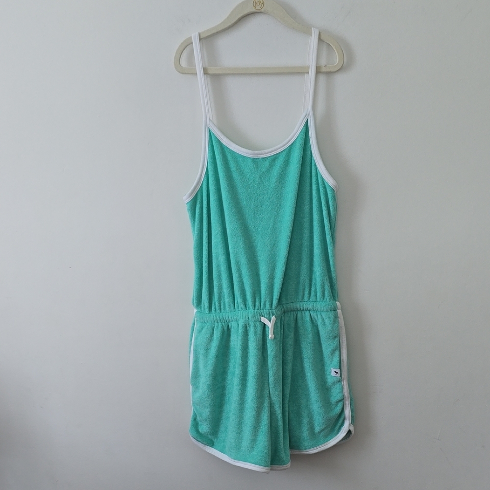 Abercrombie Kids Teal Romper with White Trim 13/14